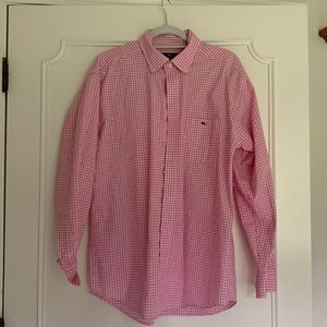 Mens Vineyard Vines Tucker shirt- pink and white plaid